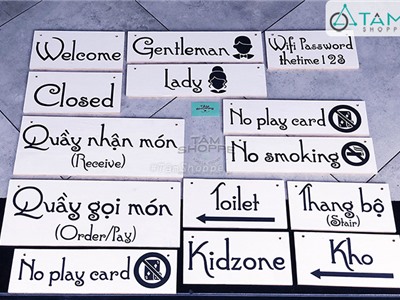 Bộ bảng treo cửa bằng gỗ cho quán cafe THE TIME - Huế